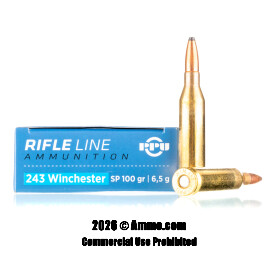 Image of Prvi Partizan 243 Win Ammo - 20 Rounds of 100 Grain SP Ammunition