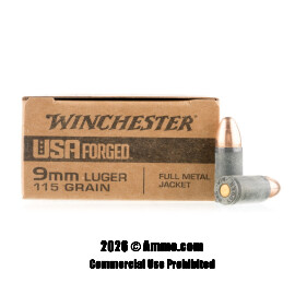 Image of Winchester USA Forged 9mm Ammo - 500 Rounds of 115 Grain FMJ Ammunition