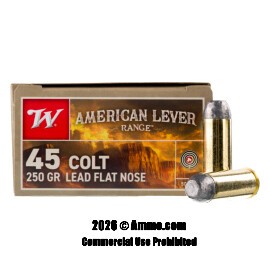 Image of Winchester American Lever Range 45 Long Colt Ammo - 50 Rounds of 250 Grain LFN Ammunition