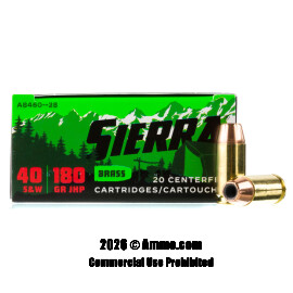 Image of Sierra Outdoor Master 40 S&W Ammo - 20 Rounds of 180 Grain JHP Ammunition