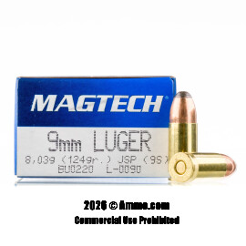 Magtech 9mm Ammo - 50 Rounds of 124 Grain JSP Ammunition