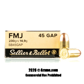 Image of Sellier and Bellot 45 GAP Ammo - 50 Rounds of 230 Grain FMJ Ammunition