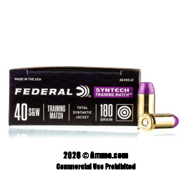 Federal Syntech Training Match 40 S&W Ammo - 50 Rounds of 180 Grain Total Synthetic Jacket FN Ammunition