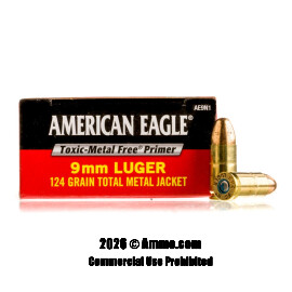 Image of Federal American Eagle 9mm Ammo - 50 Rounds of 124 Grain TMJ Ammunition