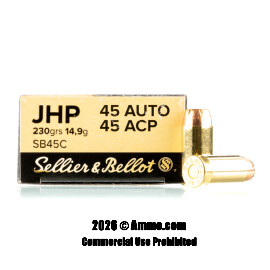 Sellier & Bellot 45 ACP Ammo - 1000 Rounds of 230 Grain JHP Ammunition