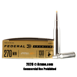 Federal 270 Win Ammo - 20 Rounds of 130 Grain Trophy Bonded Tip Ammunition