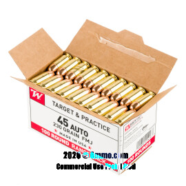 Image of Bulk 45 ACP Ammo - 500  Rounds of Bulk 230 Grain FMJ Ammunition from Winchester