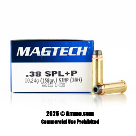 Image of Magtech 38 Special +P Ammo - 50 Rounds of 158 Grain SJHP Ammunition