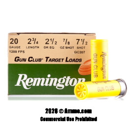 Image of Remington Gun Club Target Load 20 Gauge Ammo - 25 Rounds of 2-3/4" 7/8 oz. #7-1/2 Shot Ammunition