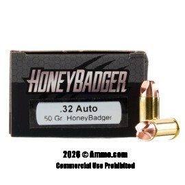 Image of Black Hills Ammunition 32 ACP Ammo - 20 Rounds of 50 Grain HoneyBadger Ammunition