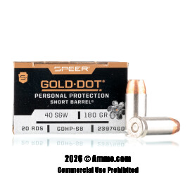 Image of Speer 40 cal Ammo - 20 Rounds of 180 Grain JHP Ammunition
