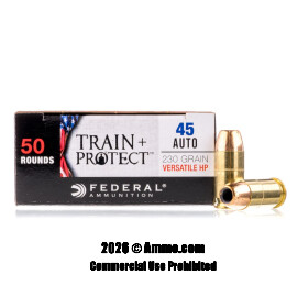 Image of Federal Train + Protect 45 ACP Ammo - 500 Rounds of 230 Grain JHP Ammunition