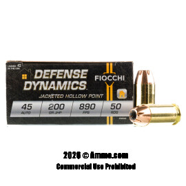 Image of Fiocchi 45 ACP Ammo - 50 Rounds of 200 Grain JHP Ammunition