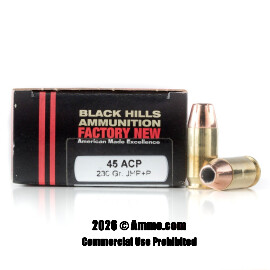 Image of Black Hills Ammunition 45 ACP +P Ammo - 20 Rounds of 230 Grain JHP Ammunition