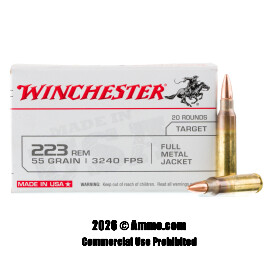 Image of Winchester USA 223 Ammo - 20 Rounds of 55 Grain FMJ Ammunition