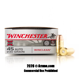 Image of Winchester WinClean 45 ACP Ammo - 50 Rounds of 230 Grain BEB Ammunition - LE Trade-In