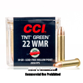 Image of CCI TNT Green 22 WMR Ammo - 50 Rounds of 30 Grain HP Ammunition