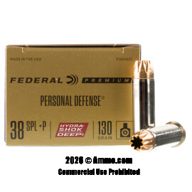 Image of Federal Hydra-Shok Deep 38 Special +P Ammo - 20 Rounds of 130 Grain JHP Ammunition