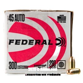 Image of Federal Champion 45 ACP Ammo - 300 Rounds of 230 Grain FMJ Ammunition
