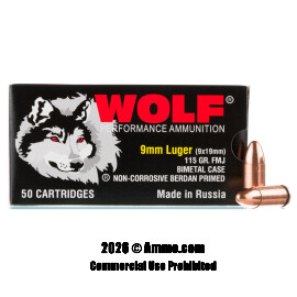 Image of Wolf 9mm Ammo - 1350 Rounds of 115 Grain FMJ Ammunition **STEEL CASES**