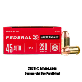 Image of Federal 45 ACP Ammo - 50 Rounds of 230 Grain FMJ Ammunition