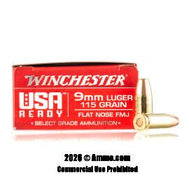 Image of Winchester USA Ready 9mm Ammo - 50 Rounds of 115 Grain FMJ FN Ammunition