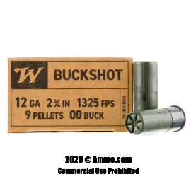 Image of Winchester Military 12 Gauge Ammo - 250 Rounds of 9 Pellet 00 Buckshot Ammunition