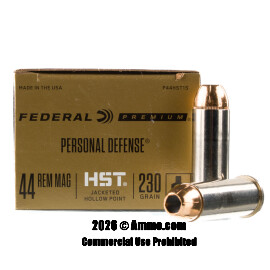 Federal Personal Defense HST 44 Magnum Ammo - 20 Rounds of 230 Grain JHP Ammunition