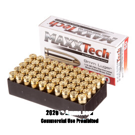 Image of Bulk 9mm Ammo - 500  Rounds of Bulk 115 Grain FMJ Ammunition from MaxxTech