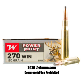 Winchester 270 Win Ammo - 20 Rounds of 150 Grain PP Ammunition