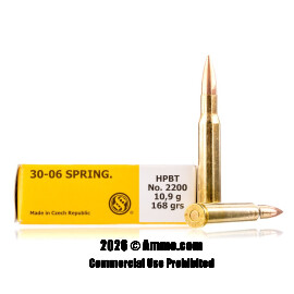 Image of Sellier and Bellot 30-06 Ammo - 20 Rounds of 168 Grain HPBT Ammunition