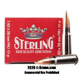 Image of Sterling 7.62x39 Ammo - 20 Rounds of 123 Grain FMJ Ammunition