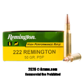 Image of Remington 222 Rem Ammo - 20 Rounds of 50 Grain PSP Ammunition
