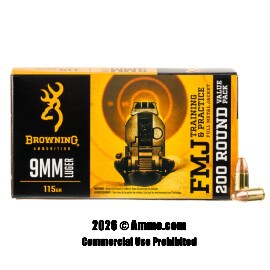 Image of Browning 9mm Ammo - 200 Rounds of 115 Grain FMJ Ammunition