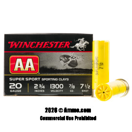 Image of Winchester AA 20 Gauge Ammo - 250 Rounds of 7/8 oz. #7-1/2 Shot Ammunition