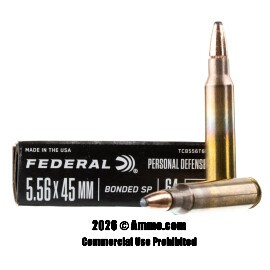 Federal Personal Defense 5.56x45 Ammo - 20 Rounds of 64 Grain Bonded SP Ammunition
