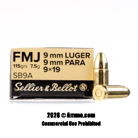 Image of Sellier and Bellot 9mm Ammo - 1000 Rounds of 115 Grain FMJ Ammunition