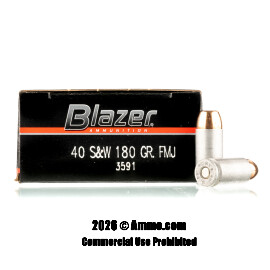 Blazer 40 Cal Ammo - 50 Rounds of 180 Grain FMJ Ammunition