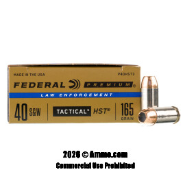 Image of Federal 40 cal Ammo - 50 Rounds of 165 Grain HST JHP Ammunition