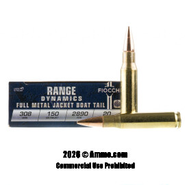 Image of Fiocchi 308 Win Ammo - 20 Rounds of 150 Grain FMJ-BT Ammunition