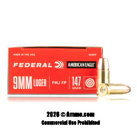 Image of Federal 9mm Ammo - 1000 Rounds of 147 Grain FMJ-FN Ammunition