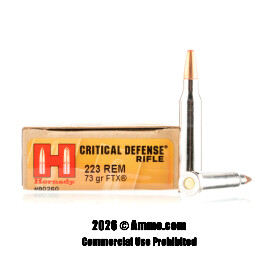 Image of Hornady Critical Defense 223 Ammo - 20 Rounds of 73 Grain FTX Ammunition