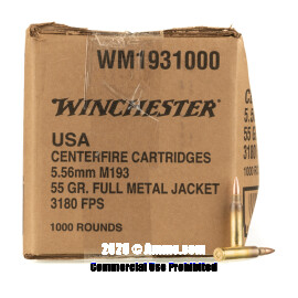 Image of Winchester USA 5.56x45 Ammo - 1000 Rounds of 55 Grain FMJ Ammunition