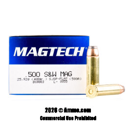 Image of Magtech 500 S&W Magnum Ammo - 20 Rounds of 400 Grain SJSP Ammunition