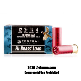 Federal 12 Gauge Ammo - 250 Rounds of 1-1/4 oz. #4 Shot (Lead) Ammunition