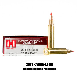 Image of Hornady 204 Ruger Ammo - 20 Rounds of 40 Grain V-MAX Ammunition