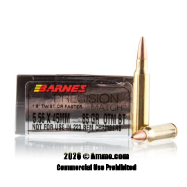 Image of Barnes Precision Match 5.56x45 Ammo - 20 Rounds of 85 Grain OTM Ammunition