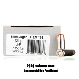 Image of Underwood 9mm Ammo - 20 Rounds of 124 Grain JHP Ammunition