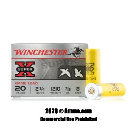 Image of Winchester Super-X 20 Gauge Ammo - 25 Rounds of 7/8 oz. #8 Shot Ammunition