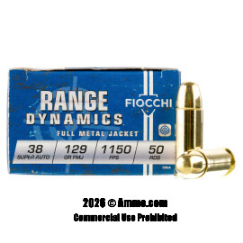 Image of Fiocchi 38 Super Ammo - 50 Rounds of 129 Grain FMJ Ammunition